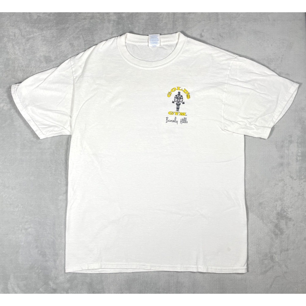 Gold's Gym Beverly Hills T-Shirt Men Medium White SoCal Since 1988 Graphic Tee